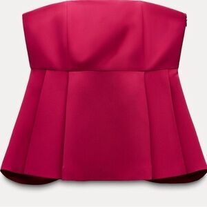 Zara Strapless Bustier Swing Hem Top NWOT size L